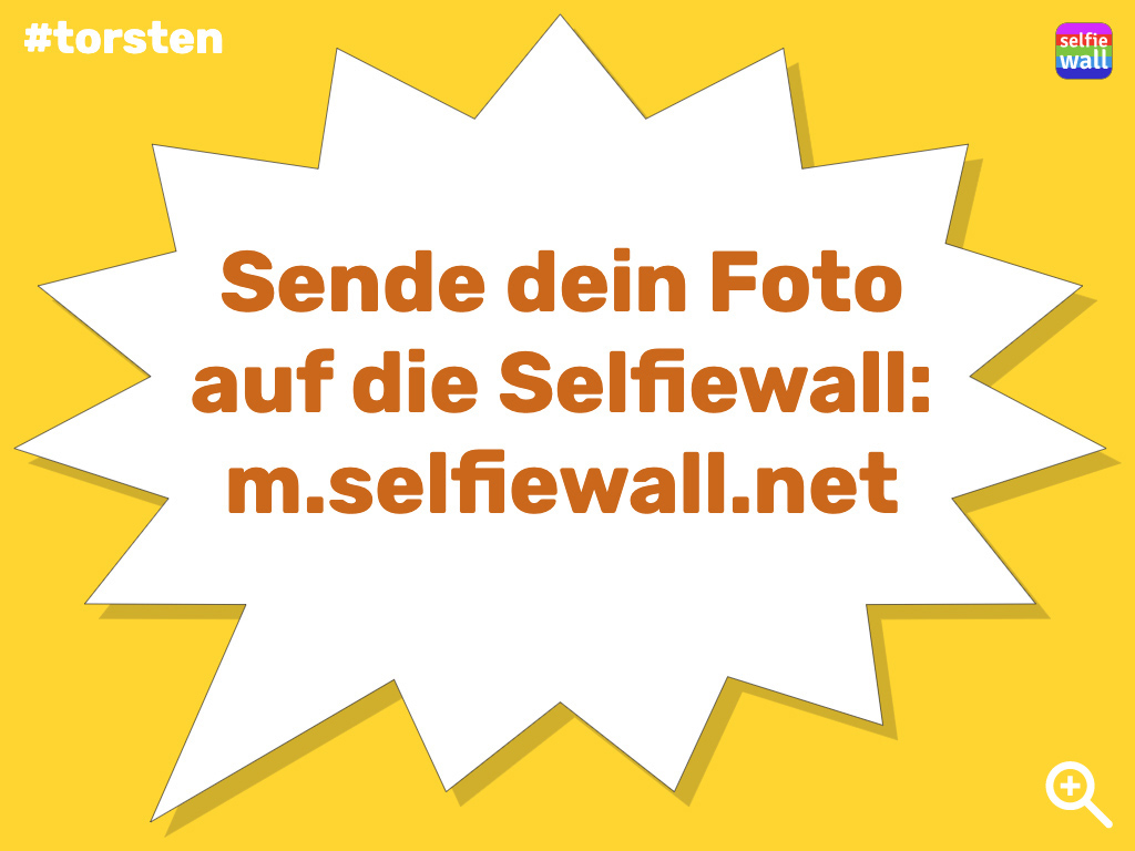 Selfiewall - Beameranzeige, Mitmachtext in Sprechblase