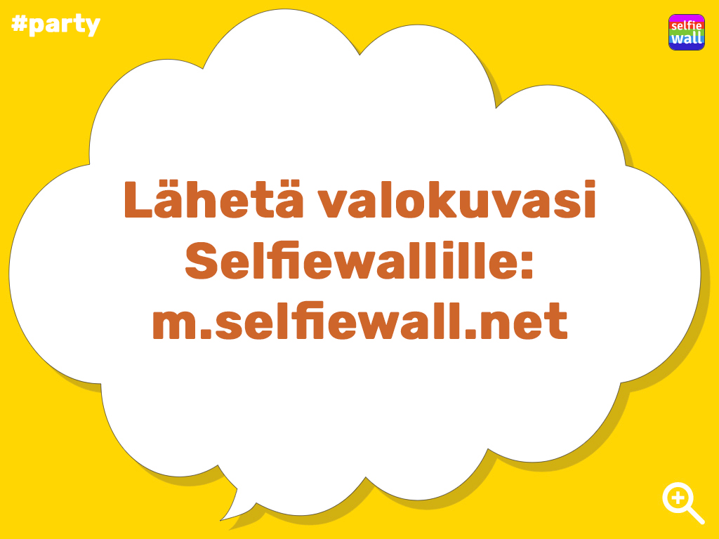 Selfiewall - Beamer-näyttö, teksti puhekuplassa