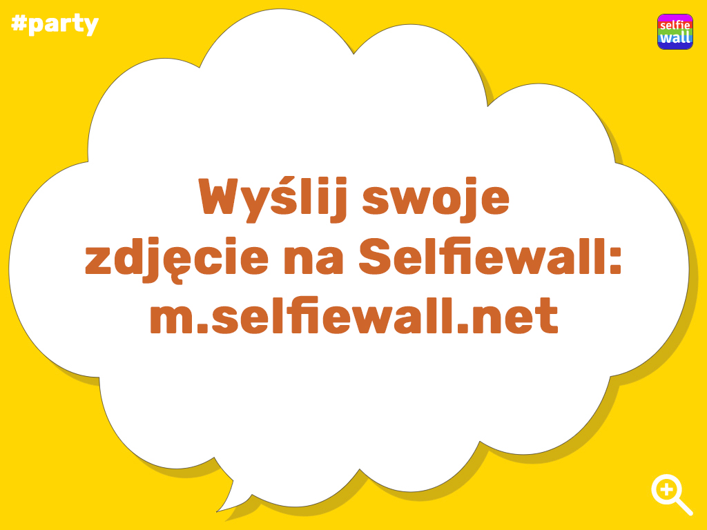 Selfiewall - wskazanie wyświetlacza, dymek tekstowy, łączenie w tekście